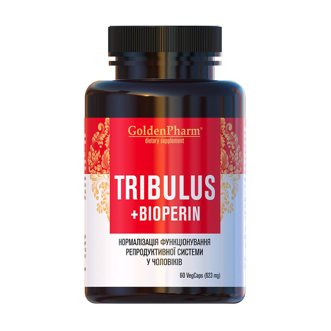Чоловічий комплекс Golden Pharm Tribulus + Bioperin, 60 вегетаріанських капсул